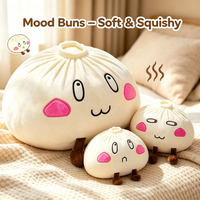 Coussin en peluche personnalisé en forme de petit pain vapeur mignon, doux, motif alimentaire de dessin animé, avec expressions amusantes, fabricant OEM ODM en gros
