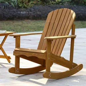 Mebel luar ruangan dapat disesuaikan kursi taman adirondi halaman belakang kayu warna alam kursi goyang Adirondack