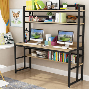 Escritorios de ordenador baratos modernos y sencillos para oficina en casa con estante, escritorio grande para <span class=keywords><strong>2</strong></span> <span class=keywords><strong>personas</strong></span>, <span class=keywords><strong>mesa</strong></span> de <span class=keywords><strong>estudio</strong></span> para estudiantes, mesas sencillas para ordenador portátil - Product Image 4