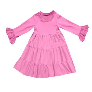 Vestido de Manga Larga con Volantes para Niña Pequeña, Vestido con Mangas Abullonadas, Vestido de Otoño para Niñas en Tela Suave Tipo Seda de Leche - Product Image 2