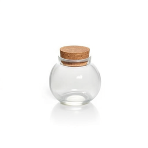 Fuyang Glass <b>Jar</b> 100ml Round Shape <b>Cork</b> <b>Lid</b> Storage Container for Spices and Herbs - Product Image 2