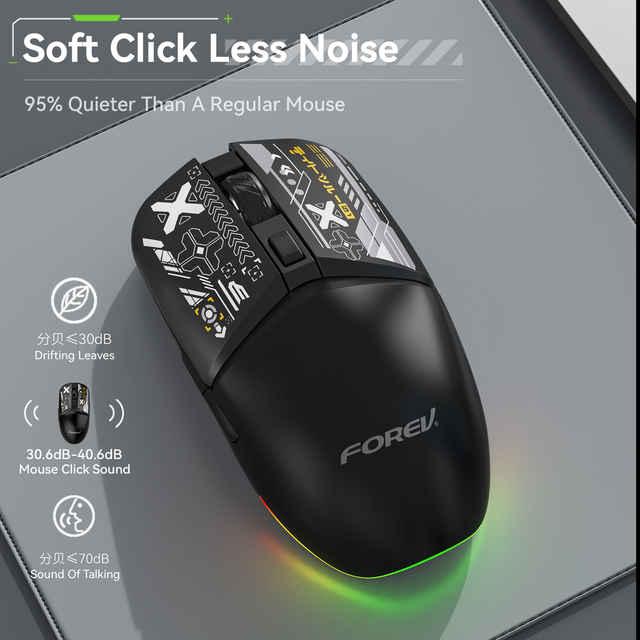 FV-QH210 High-Aesthetic Optical Sensor 6-Button Lightweight Dual-Mode for Rechargeable Wireless Mouse Designed for Gaming