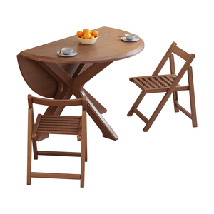 <span class=keywords><strong>Table</strong></span> à manger <span class=keywords><strong>demi</strong></span>-<span class=keywords><strong>lune</strong></span> en bois massif avec pieds en X, pliable, murale, gain de place pour petite cuisine - Product Image 4