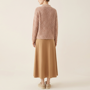 Pull en cachemire et <span class=keywords><strong>laine</strong></span> mélangée pour femme, tricot ajouré texturé, manches longues, pull en cachemire et <span class=keywords><strong>laine</strong></span> pour femme - Product Image 2