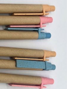 Stylo à bille écologique biodégradable fabriqué à partir de paille de blé et de papier kraft, stylo promotionnel recyclé personnalisé avec impression de logo - Product Image 4