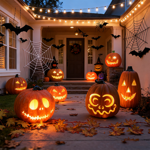 Kunstmatige schuimplastic pompoenen Halloween Thanksgiving herfstdecoratie buitenbeveiliging voordeur huisdecoratie - Product Image 1