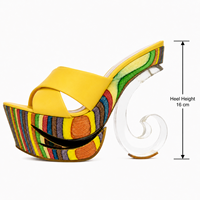 Mules à plateforme vert métallisé pour femme, personnalisables OEM ODM, talon transparent spirale 16 cm, sandales de soirée à brides croisées, sandales à talons en bois, chaussures