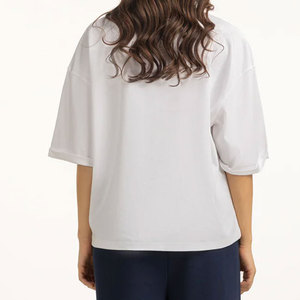 เสื้อยืดผู้หญิงคอกลมสีพื้นเรียบง่าย ขายดี ราคาสุดคุ้ม รับผลิตแบบ OEM แขนสั้น ระบายอากาศได้ดี - Product Image 2