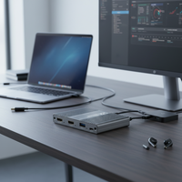 Kartu Pengambilan Video 4K 60Hz Abu-abu, Antarmuka USB3.0 dari Paduan Aluminium, Streaming Langsung, Laptop, Kamera Game, Format MP4