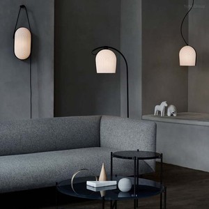 Lámpara de Pie de Estilo Nórdico Moderno, de Mármol y Resina, E27 LED, Impermeable, Regulable, Altura Ajustable, Pantallas Blancas/Negras/Amarillas - Product Image 4