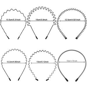 6 Piezas de Bandas para el Cabello de Acero Inoxidable, Duraderas, de Alta Calidad, con Resorte <span class=keywords><strong>Ondulado</strong></span>, Unisex, Negras, Antideslizantes, para Deportes - Product Image 2