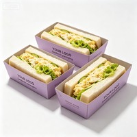 Boîtes d'emballage jetables en papier kraft pour sandwichs, qualité alimentaire, pour boulangerie, pain, gâteaux, biscuits, petit-déjeuner, toasts, vente en gros