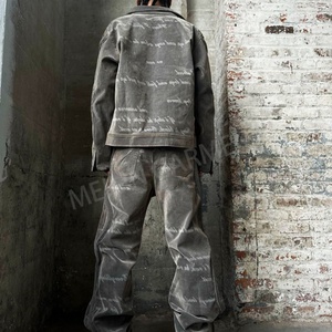 Custom Laser Print Logo Denim Jacket <b>Tracksuit</b> Set Fashion Vintage Men Denim Jackets and Jeans Pants Men Jeans Men <b>Tracksuits</b> - Product Image 3