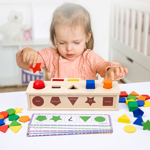 Juguetes educativos Montessori de aprendizaje preescolar, caja de clasificación de formas <span class=keywords><strong>y</strong></span> colores de madera, juguetes para niños pequeños - Product Image 4