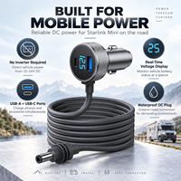 Pengisi Daya Mobil Starlink Mini 3-in-1 10FT 12V-24V Adaptor Pemantik Rokok dengan Layar Digital, USB-C, USB-A & Kabel DC Tahan Air