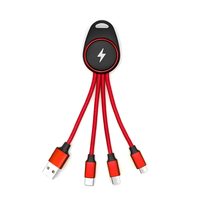 Çok şarj kablosu anahtarlık şarj aleti kablosu aydınlık logolu, 3 in 1 çoklu USB C hızlı şarj Combo IOS/tip C/USB A/USB C