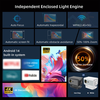 Projecteur LCD Topleo 1080P avec mise au point automatique, correction trapézoïdale 6D, Android 14, Wi-Fi double bande, USB pour chambre à coucher, salon, projecteur de films
