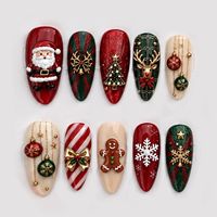 Ongles de Noël 3D en chrome effet œil de chat, peints à la main, en acrylique, à presser, réutilisables, vente en gros