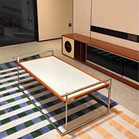 Tables basses en acier inoxydable, réversibles, style rétro du milieu du siècle, avec cadre en métal, étagère inférieure, table à thé, Mesa De Centro