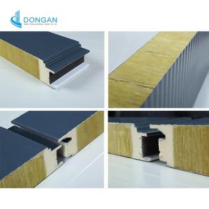 Preservación del calor ignífugo Aislamiento acústico Panel sándwich de lana de roca Hoja de pared y <span class=keywords><strong>techo</strong></span> Tablero de lana de roca Paneles de sala limpia - Product Image 3