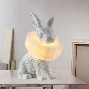 2022 현대 귀여운 토끼 아기 밤 빛 아이 램프 거실 침실 장식 tischlamp에는 백색 수지 토끼 빛 테이블 램프가 있습니다