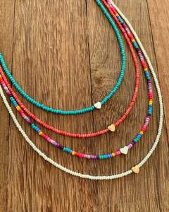 Vòng cổ hạt thủy tinh nhỏ với họa tiết trái tim mạ vàng bạc người bạn tốt nhất đơn giản dây chuyền thanh nhã Boho đa đính cườm choker - Product Image 3