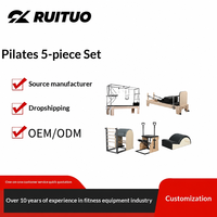 Équipement d'exercice Pilates cinq pièces : Chaise Wunda, Barrel, Correcteur, Cadillac, Reformer Core - Bois de pin, usage intérieur