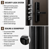 Porte d'entrée en acier pour mère et fils, porte de sécurité antivol avec serrure intelligente, taille personnalisée, porte extérieure pour villa et appartement