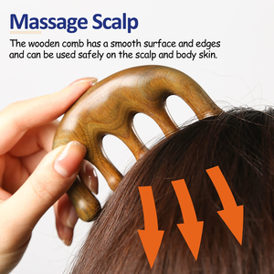 Custom Wooden Scalp Massage Comb Head Face Scalp Sandalwood Gua Sha Comb Massager <b>Hair</b> <b>Brush</b> for Stress Relief - Product Image 3
