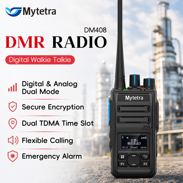 MYT DM408 DMR Two Way Radio Walkie Talkie Digital Analog Mixed Emergency Alarm Intelligent Noise Reduction for Outdoor Security
