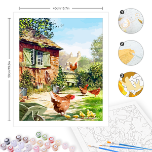 Tranh theo số động vật con gà trống cho người lớn handpainted vẽ trên vải hoa sơn cho trang trí nội thất 40x50cm/16x20inch - Product Image 3