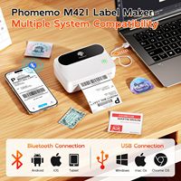 Imprimante d'étiquettes d'expédition thermique sans fil Phomemo M421 compatible iOS et Android, largeur de 1,57 à 4 pouces pour une utilisation à domicile ou au bureau