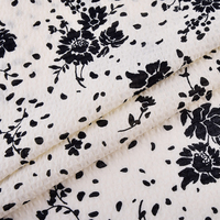 Tissu imprimé en coton froissé à texture naturelle, motif floral de luxe, pour robes et sacs pour filles et garçons