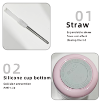 Gobelet à lait en acier inoxydable de 280 ml avec fond en silicone et paille en acier inoxydable |   Étanche et portable