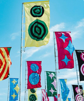 Günstige hochwertige große Festival Flaggen benutzer definierte gedruckte Logo Außenwerbung Festival Flag Banner
