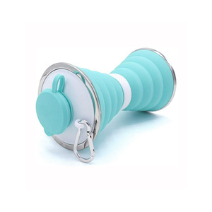 Bouteille d'eau en silicone PP, couleur unie, réutilisable, lavable, télescopique, rechargeable, à large ouverture, pour le sport, la gym, les voyages - Product Image 6