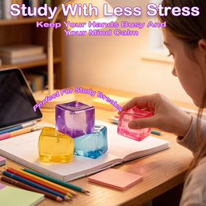 Cubo Antistress Morbido a Forma di Cubetto di Ghiaccio, Quadrato, Trasparente, in Silicone Elastico, Giocattolo Sensoriale Antistress per Ansia e Rilassamento, Ideale per Feste e Regali di Laurea - Product Image 5