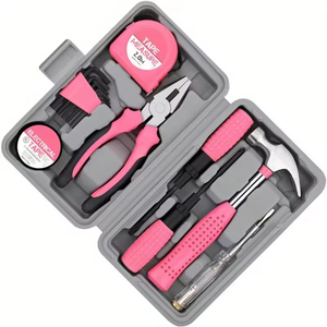 ชุดเครื่องมือ DIY คุณภาพสูง OEM/ODM พร้อมโลโก้ 13 ชิ้น สีชมพู ทำจากเหล็กกล้าคาร์บอน สำหรับผู้หญิง ใช้ในบ้าน บรรจุในกล่องแข็งพกพาสะดวก - Product Image 2
