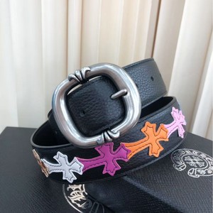 Cintura da Uomo in Vera Pelle di Alta Qualità con Fibbia a Doppio Rullo Y2K, Cintura in Vera Pelle Bovina con Toppe Colorate Nere per Donna - Product Image 4