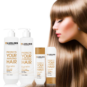 LUXLISS Kit de tratamiento capilar de queratina brasileña Colágeno orgánico Alisado del cabello Tratamiento de queratina Juego de champú y acondicionador - Product Image 1