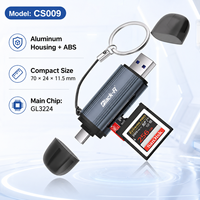 Lector de Tarjetas USB 3.0 2 en 1 Tipo-C USB-A SD TF 5Gbps con Chip GL3224, Lector Portátil de Aleación de Aluminio para Laptop, Teléfono, Tablet, Cámara