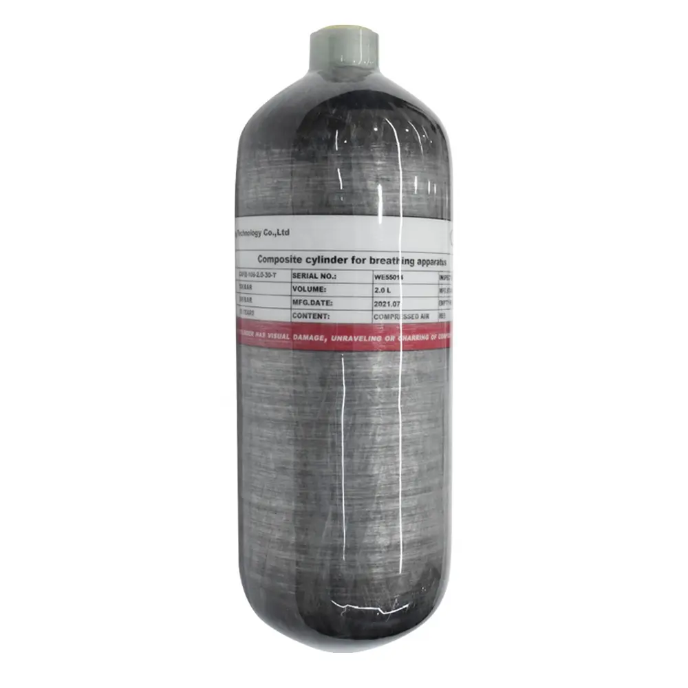 Hochdruck 4500 Psi Kupelaufsatz aus Karbonfaser 2L 300Bar 30MPA HPA Zylinder-Scubaflasche für Tiefturm Schnorcheln Wassersport