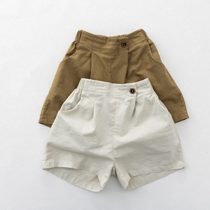 Shorts d'été 2026 en coton et <span class=keywords><strong>lin</strong></span> unis pour enfants – Vente en gros - Product Image 1