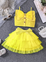 Ensemble deux pièces mignon pour filles - Ensemble jupe courte et haut à col pour bébé fille