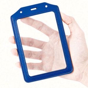 Porte-badge vertical double en cuir PU de style vintage avec protection RFID, porte-cartes d'identité et de crédit transparent - Product Image 2