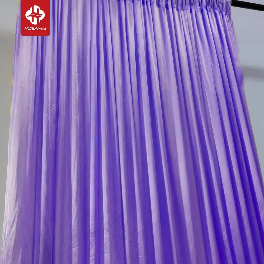Poly cortina de seda personalizada, cortina de aniversário feminina de seda gelo personalizada com logotipo de veludo para backdrop cortinas de luz roxa para decoração de casamento