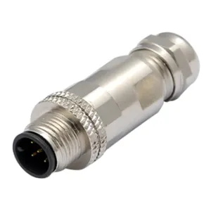 Signal M12 Field Wireable Connector Assembly Cable Plug Recto con escudo 4 Pin Hembra A-Code