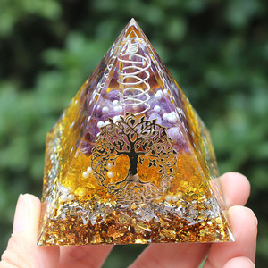 <b>Crystal</b> Pyramid Resin Epoxy Craft Home Decoration With <b>Tree</b> Of Life Design Internal Engraving Desktop Ornament - Product Image 2