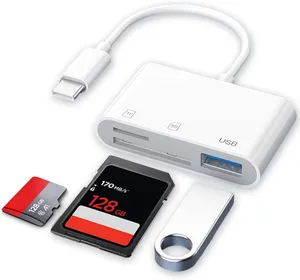 ユニバーサル3in1多機能OTGアダプタータイプC-USB3.0TFSDフラッシュディスクカードリーダーforiPhone Androidラップトップ