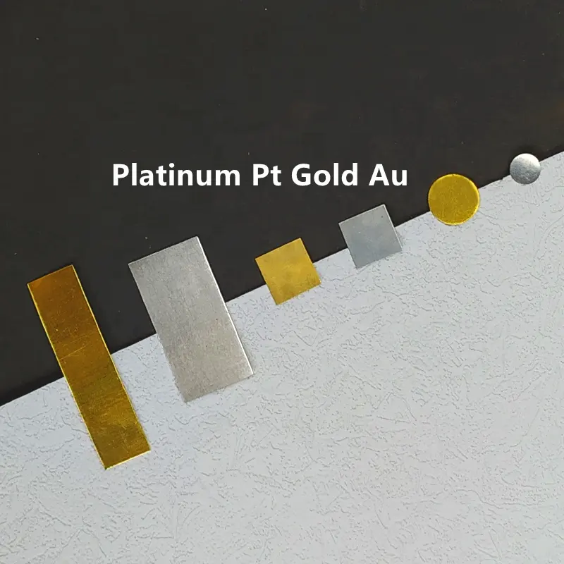 Placa de lámina de platino/oro, tiras de metal, electrodo de platino, muestra de Química, 20x20x0,2mm